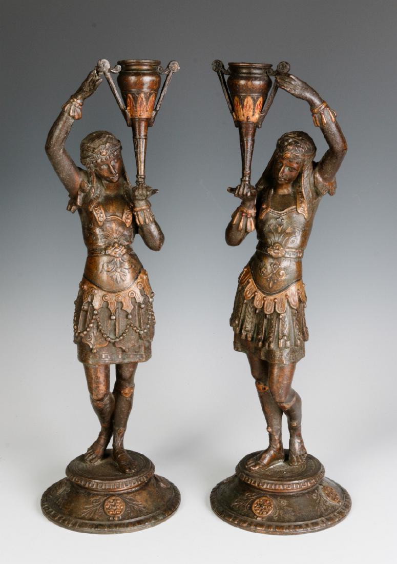 A PAIR 19TH C. EGYPTIAN REVIVAL PATINATED FIGURES (1 of 12)