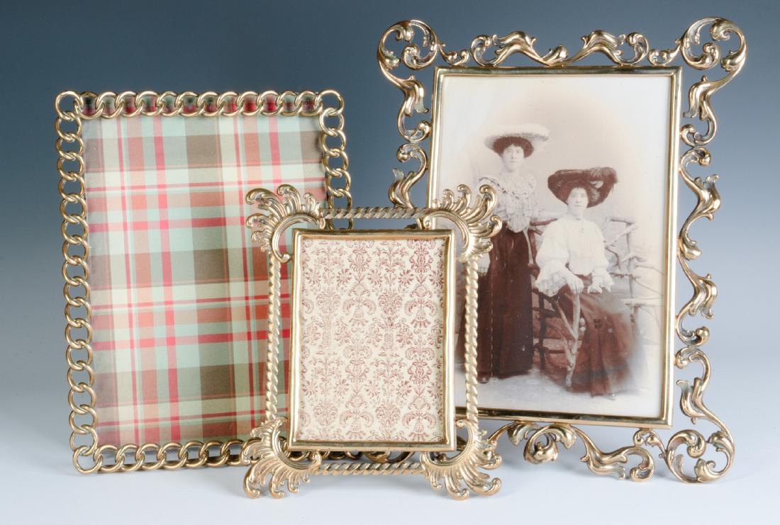 THREE INTERESTING CIRCA 1900 BRASS PICTURE FRAMES (1 of 11)