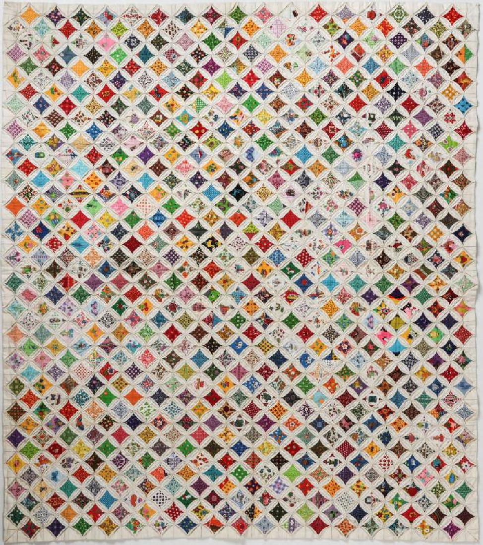 A VERY FINE VINTAGE 'CATHEDRAL WINDOW' QUILT (1 of 6)