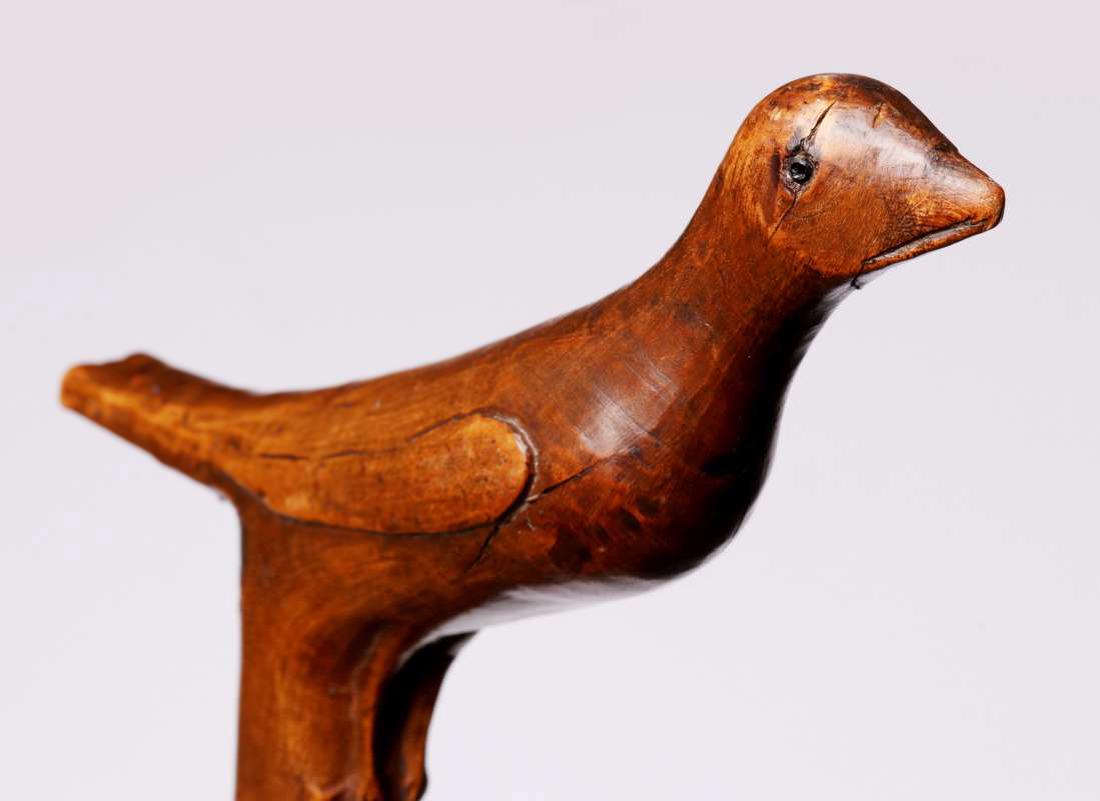 A 19TH C. CARVED FOLK ART CANE WITH BIRD AND SNAKE (1 of 10)