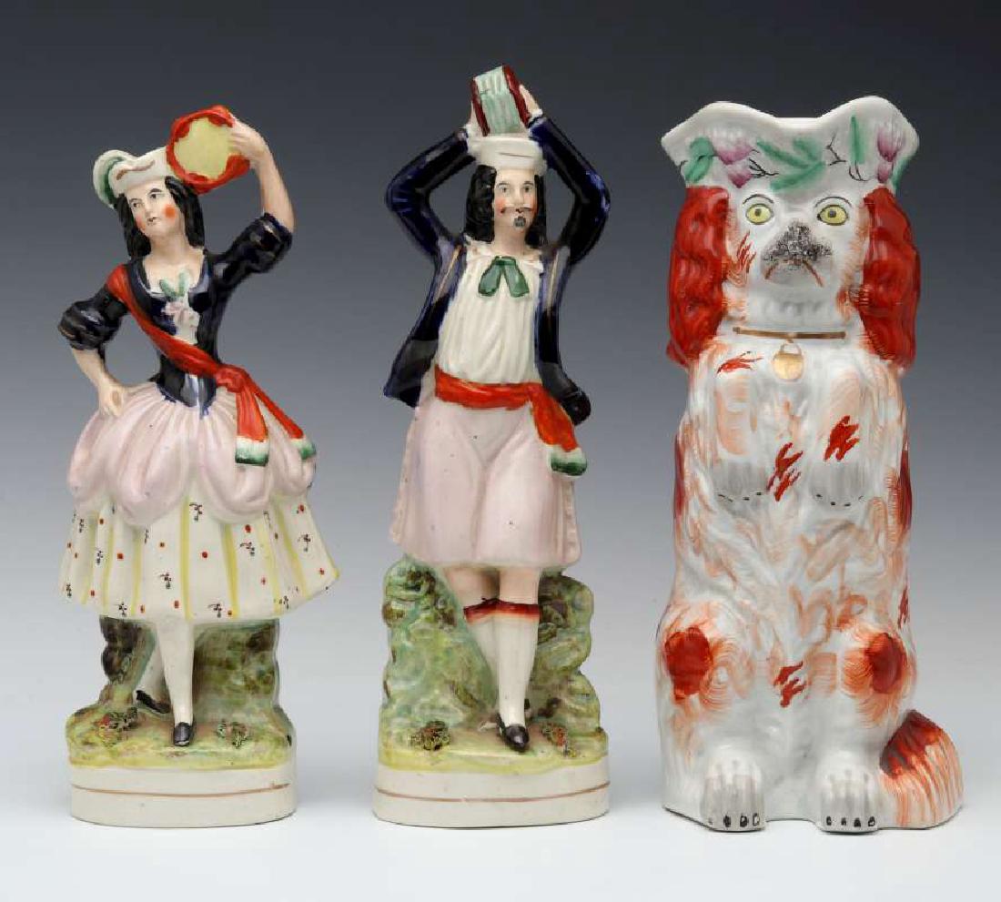 THREE 19TH C. STAFFORDSHIRE POTTERY OBJECTS (1 of 9)