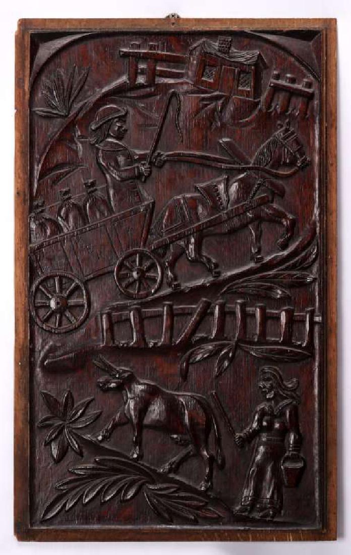 A PAIR IRISH 18TH CENTURY BAS RELIEF WOOD CARVINGS (1 of 8)