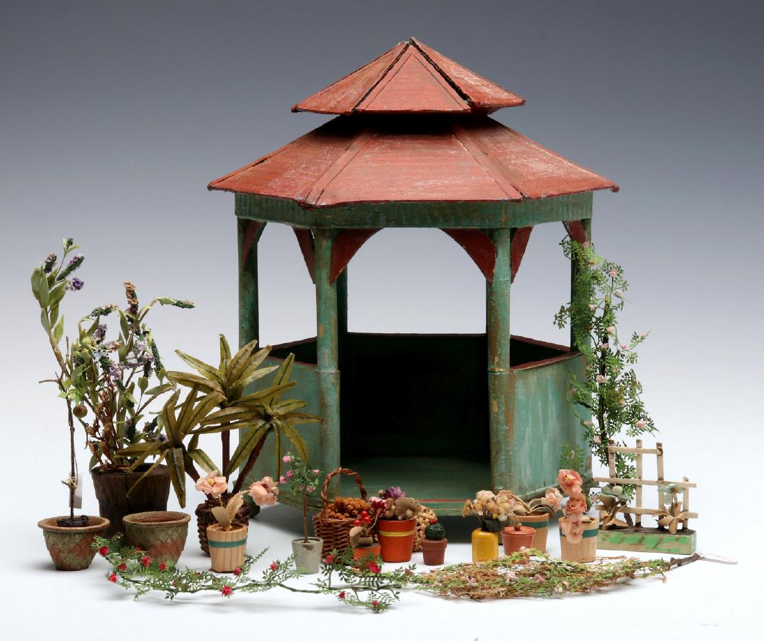 A FOLK ART PAINTED MINIATURE GAZEBO (1 of 8)