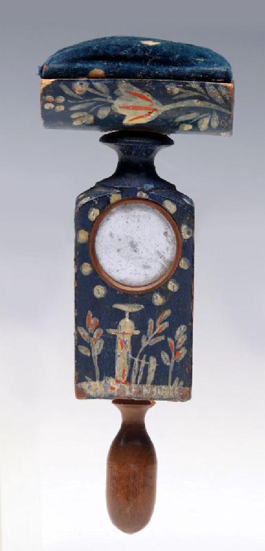AN ANTIQUE PAINTED SEWING CLAMP PINCUSHION (1 of 7)