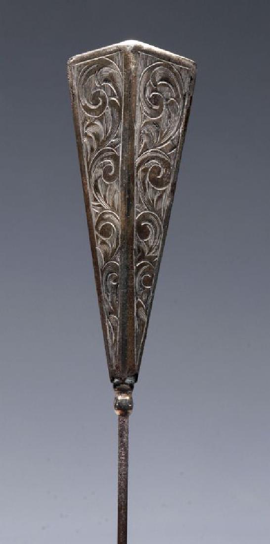 A HAND ENGRAVED STERLING SILVER VICTORIAN HAT PIN (1 of 6)