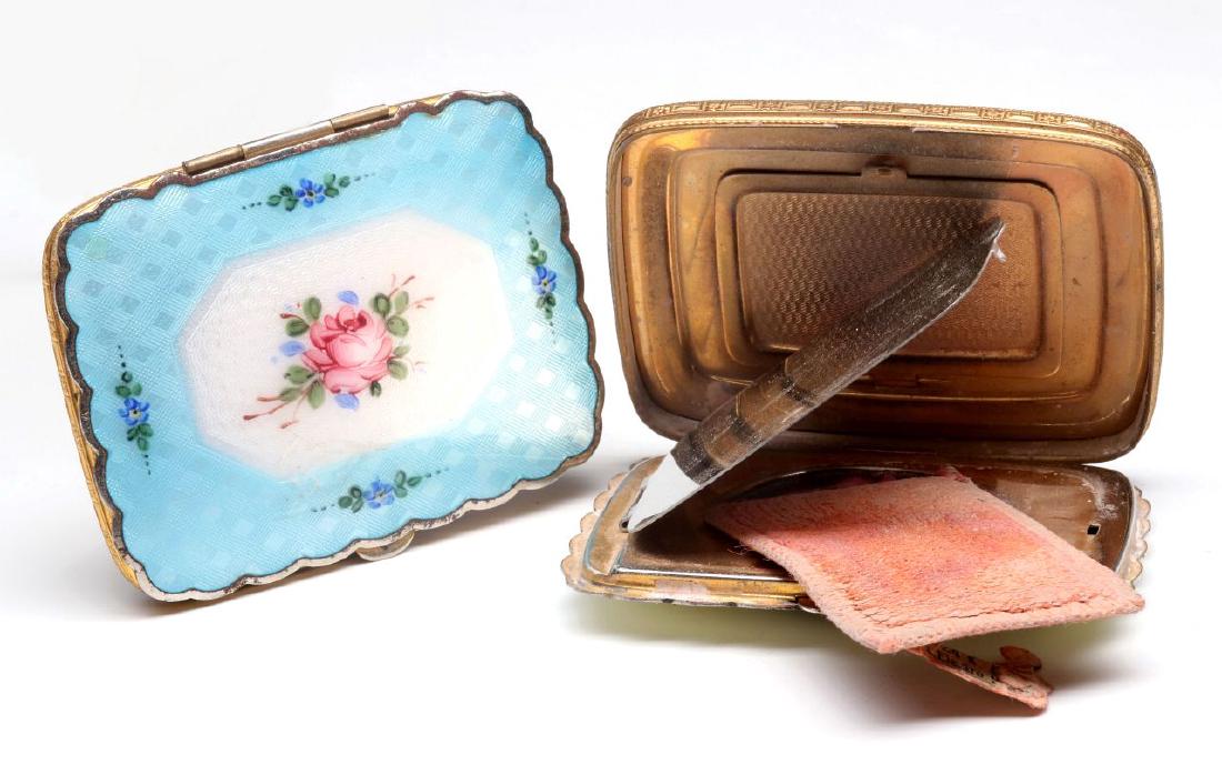 TWO VINTAGE GUILLOCHE ENAMEL COMPACTS (1 of 7)