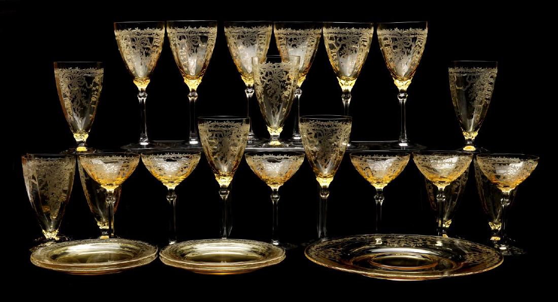 FOSTORIA 'JUNE' GLASSWARE IN TOPAZ COLOR (1 of 6)