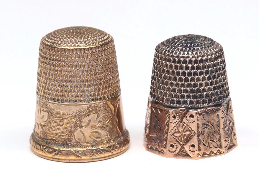 STERLING SILVER AND GOLD FILLED ANTIQUE THIMBLES (1 of 10)