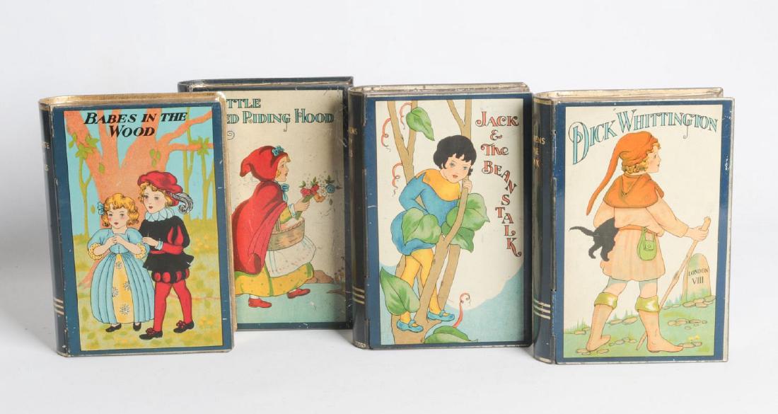 FOUR FAIRY TALE BOOK-FORM TIN LITHO MONEY BOXES (1 of 6)