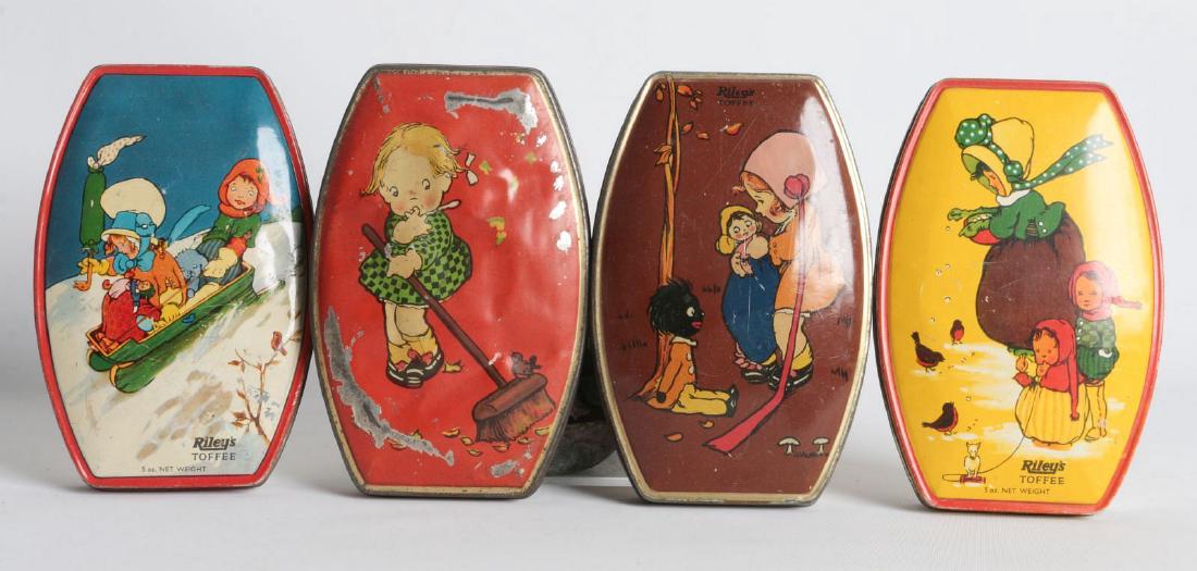 FOUR RILEY'S TOFFEE TIN LITHO TOFFEE TINS (1 of 7)
