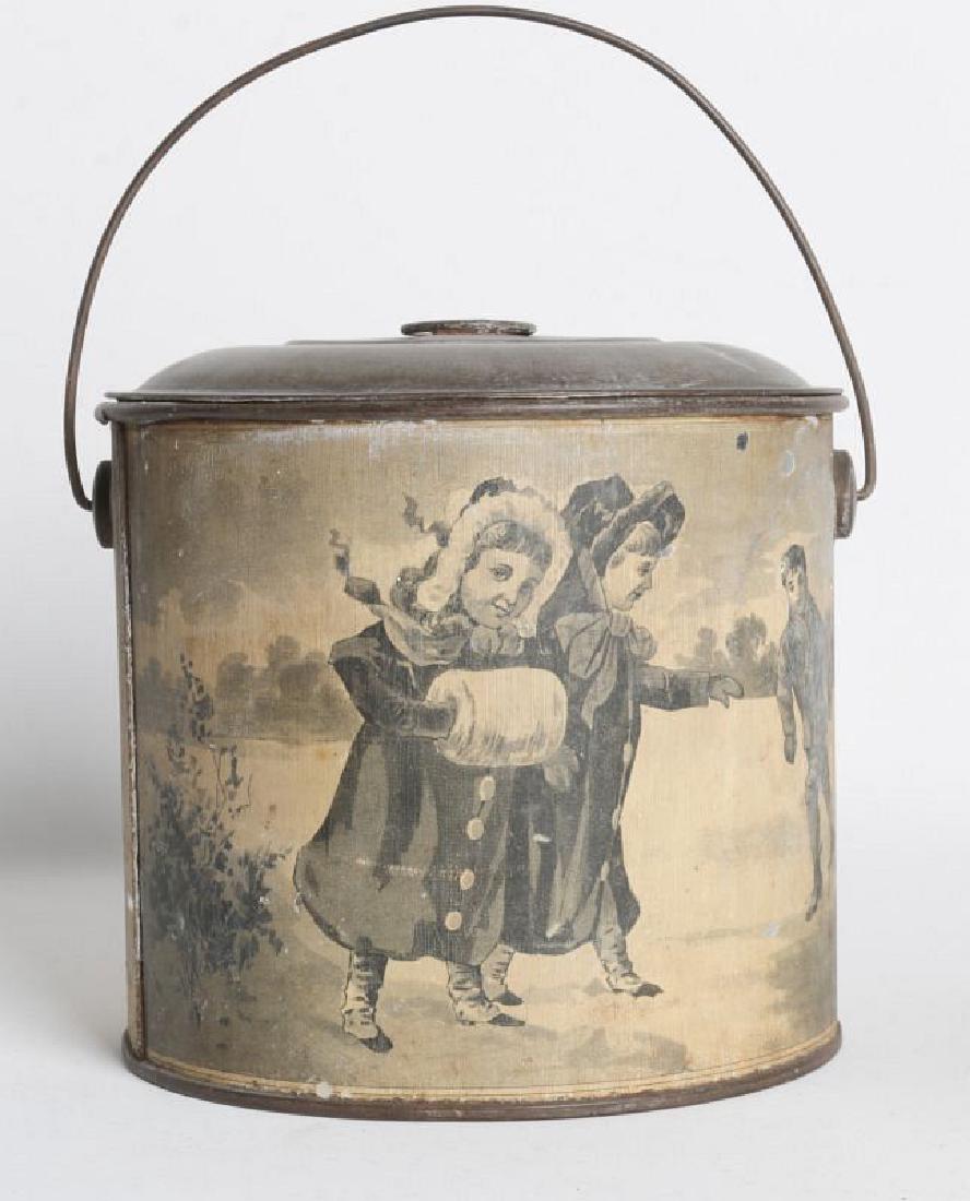 A TIN LITHO CHRISTMAS AND ADVERTISING LIDDED PAIL (1 of 8)