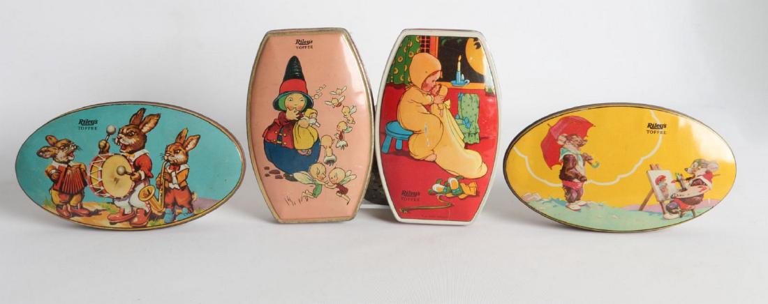 FOUR VINTAGE 'RILEY'S TOFFEE TIN LITHO TOFFEE TINS (1 of 7)
