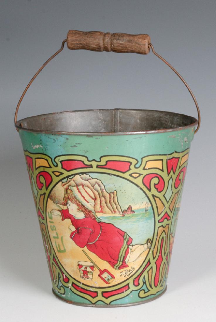 A VICTORIAN TIN LITHO SAND PAIL SIGNED T. BRO'S (1 of 7)