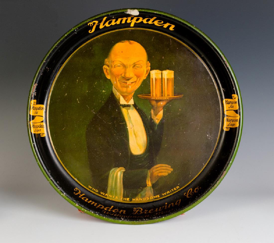 A HAMPDEN BREWING TIN LITHO BEER ADVERTISING TRAY (1 of 5)