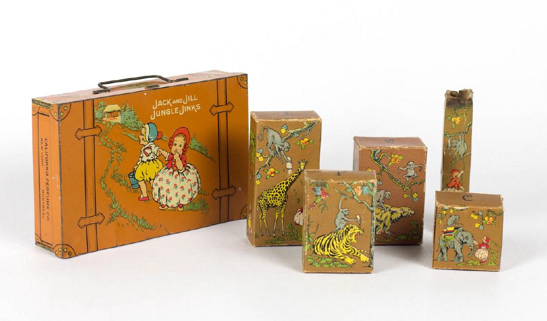 CALIFORNIA PERFUME 'JUNGLE JINKS' TIN AND CONTENTS (1 of 1)