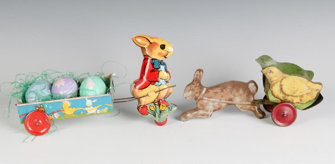 CIRCA 1910 AND 1950 TIN LITHO EASTER TOYS (1 of 8)