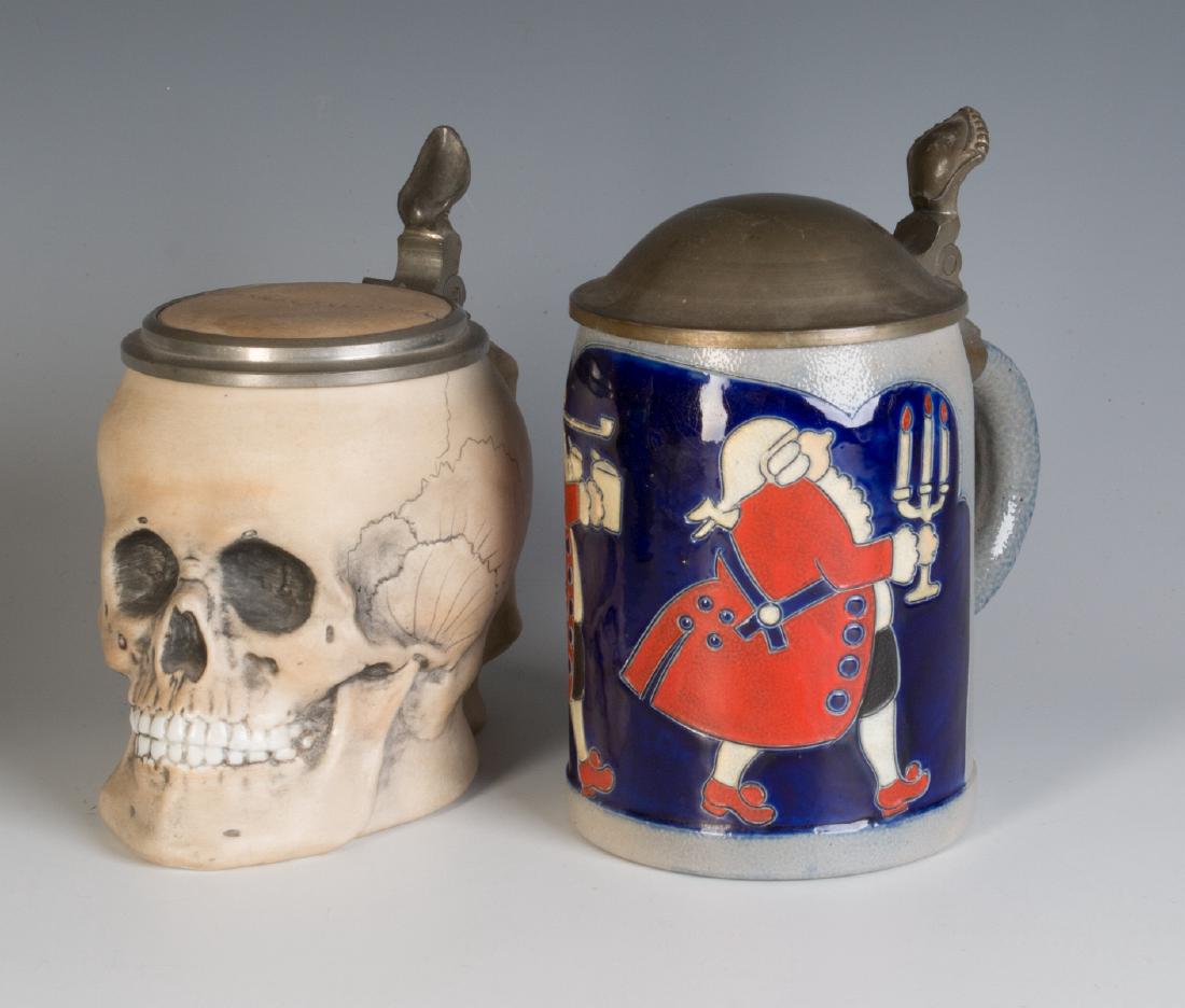 EARLY 20TH CENTURY GERMAN BEER STEINS INCL SKULL Feb 16, 2018