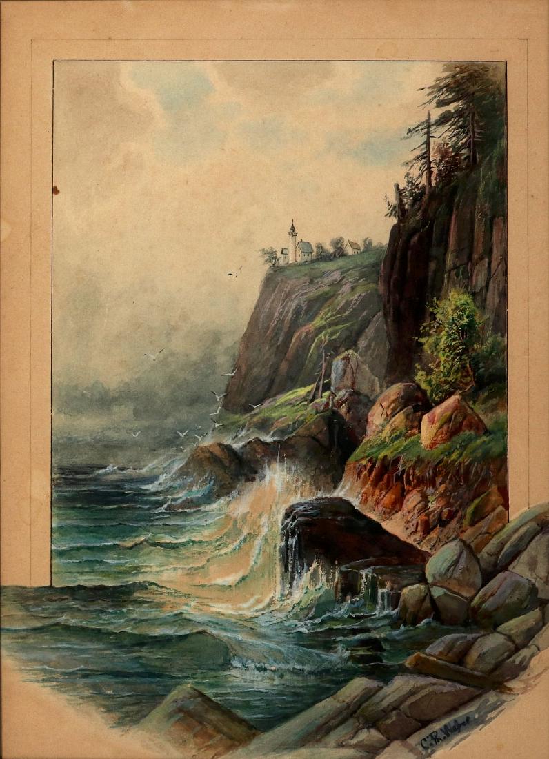 PHILLIP WEBER (1849-?) WATERCOLOR 'THE LIGHTHOUSE' (1 of 10)