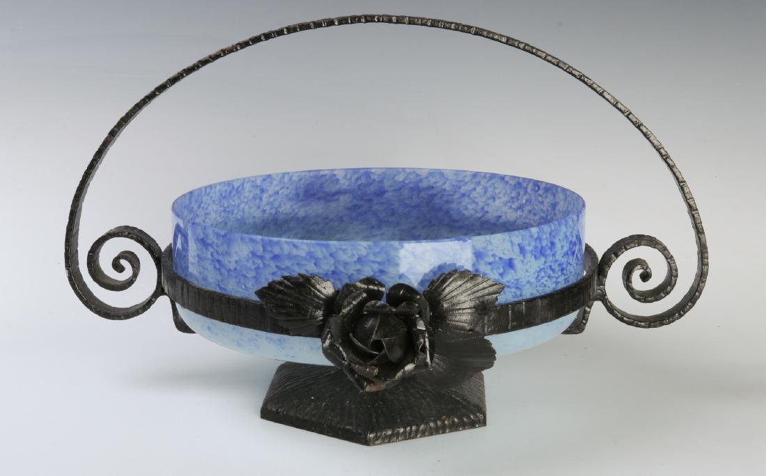 A SCHNEIDER ART DECO ART GLASS CENTERPIECE IN IRON (1 of 11)