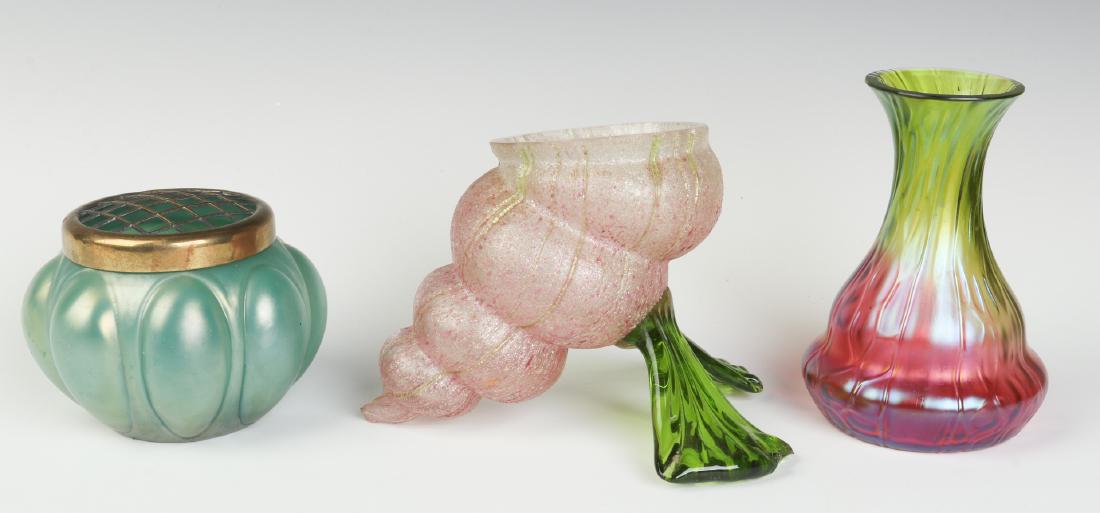 A THREE-PIECE LOT OF AUSTRIAN ART GLASS (1 of 9)