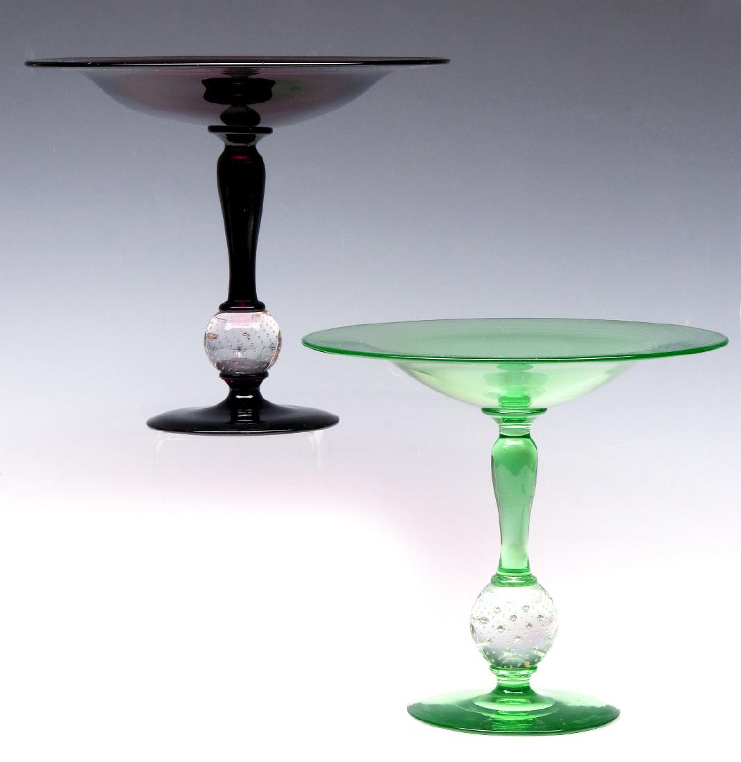 TWO PAIRPOINT COMPOTES WITH CONTROL BUBBLE STEM (1 of 6)