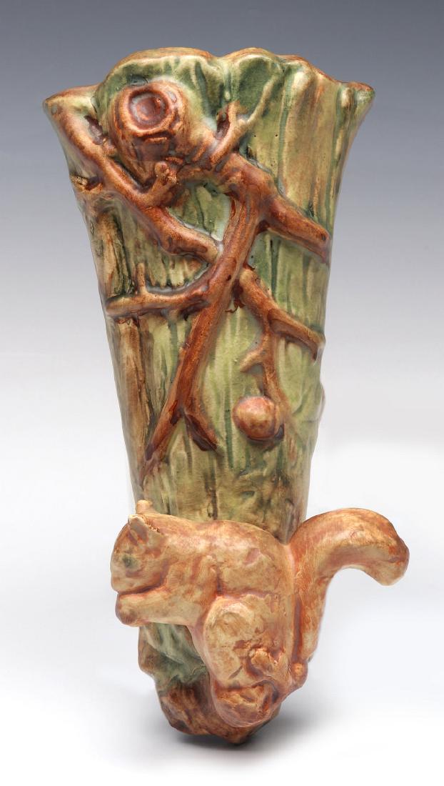 WELLER 'WOODCRAFT' ART POTTERY WALL POCKET (1 of 10)