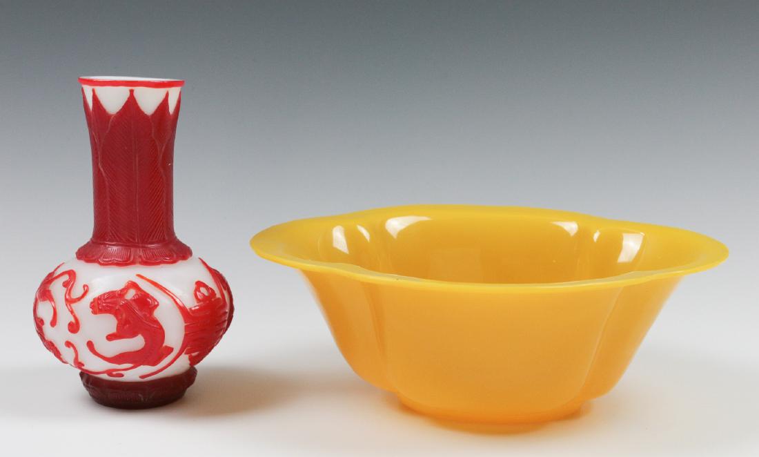 TWO CARVED PEKING GLASS OBJECTS (1 of 11)