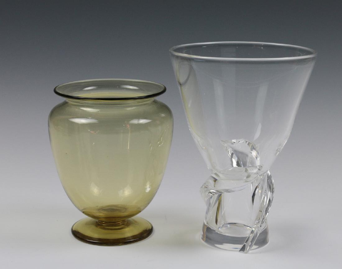 STEUBEN AMBER AND COLORLESS CRYSTAL VASES (1 of 6)