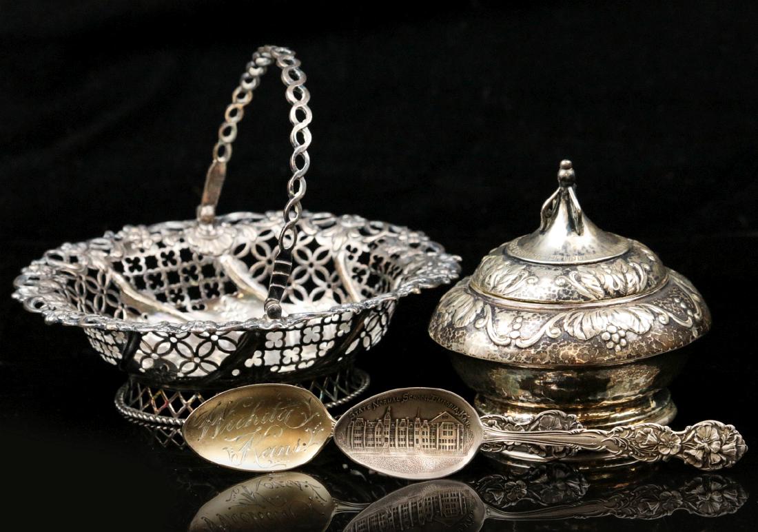 A 1759 LONDON STERLING BASKET W/ DANISH SILVER BOX (1 of 11)