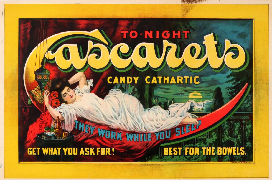 A 1900 CASCARETS LITHO ON PAPER ADVERTISING SIGN (1 of 10)