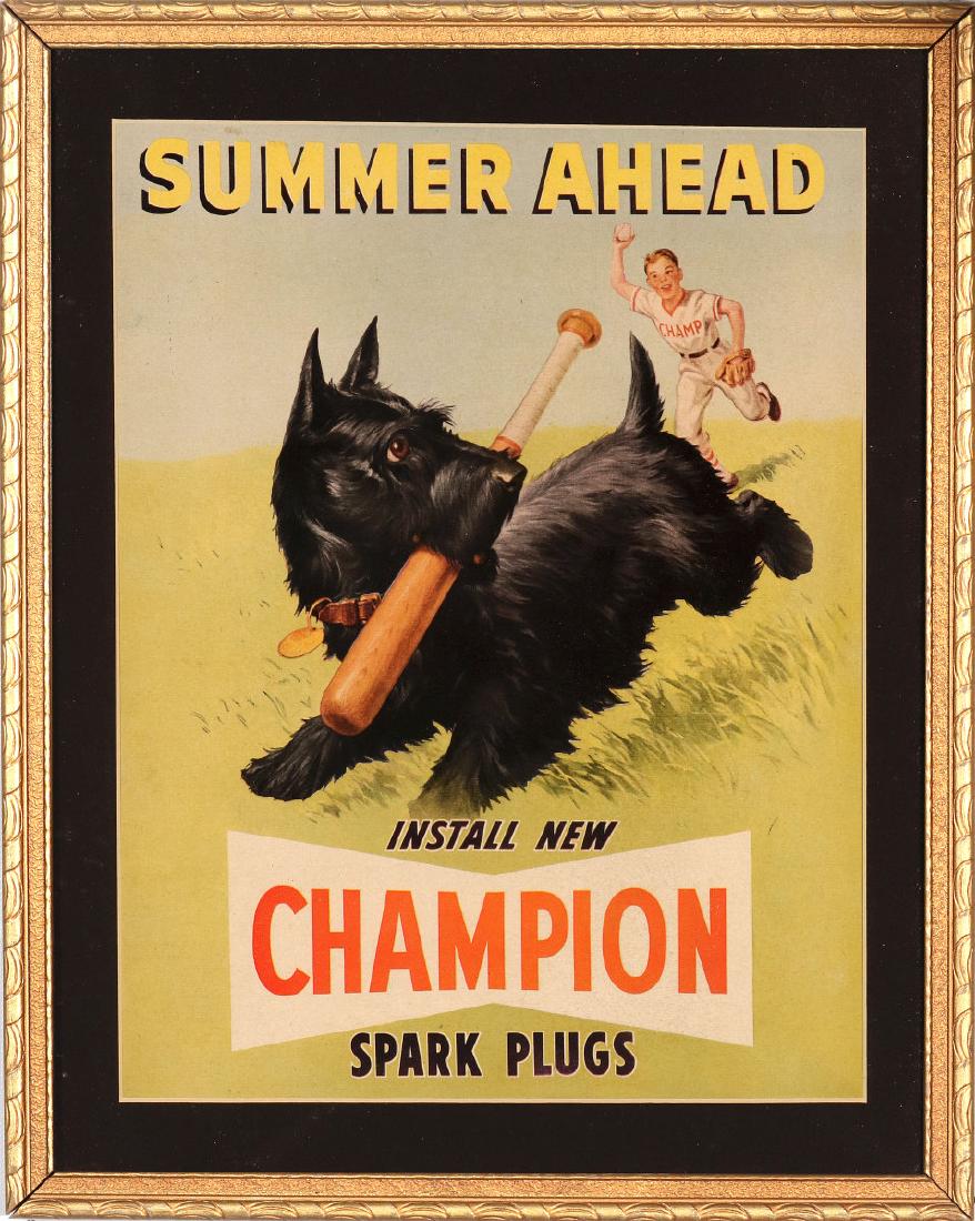 CHAMPION SPARK PLUGS PAPER POSTER WITH SCOTTIE (1 of 7)