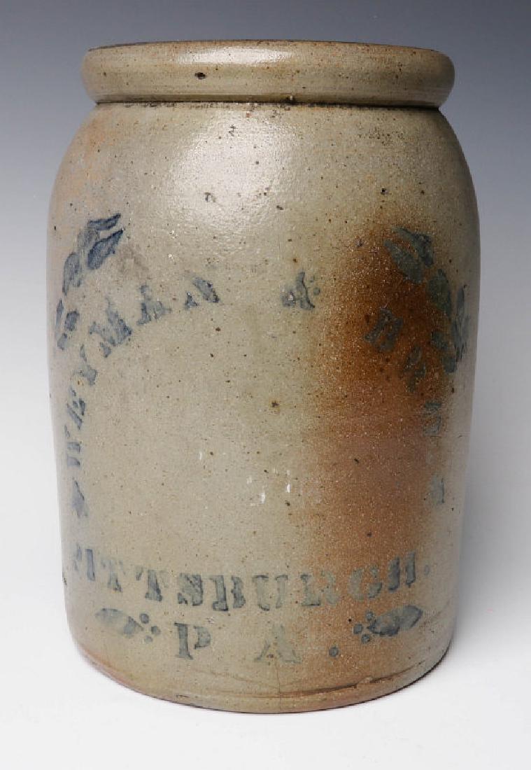A 19TH C. STONEWARE CANNING JAR WITH ADVERTISING (1 of 8)