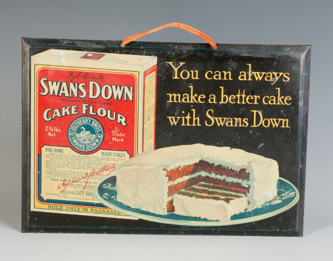 A SWANS DOWN CAKE FLOUR SELF FRAMED TIN SIGN (1 of 5)