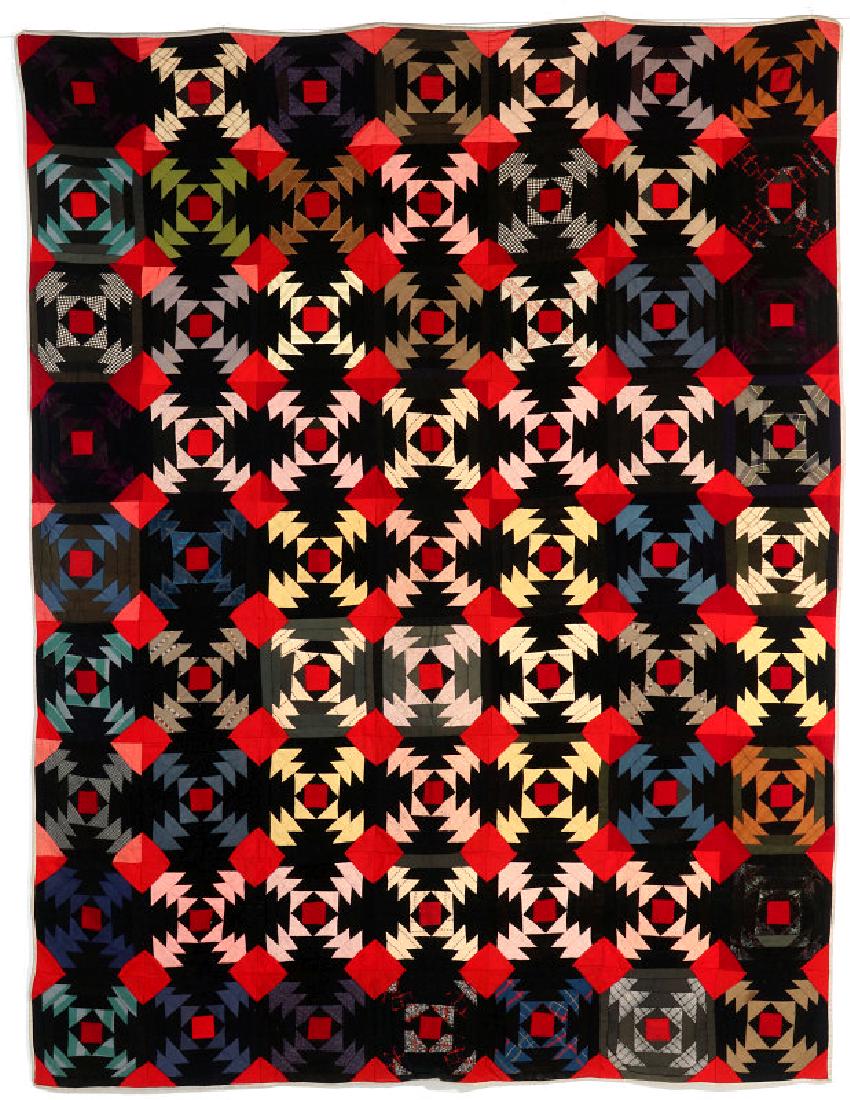 A VINTAGE 'PINEAPPLE' PATTERN QUILT (1 of 9)