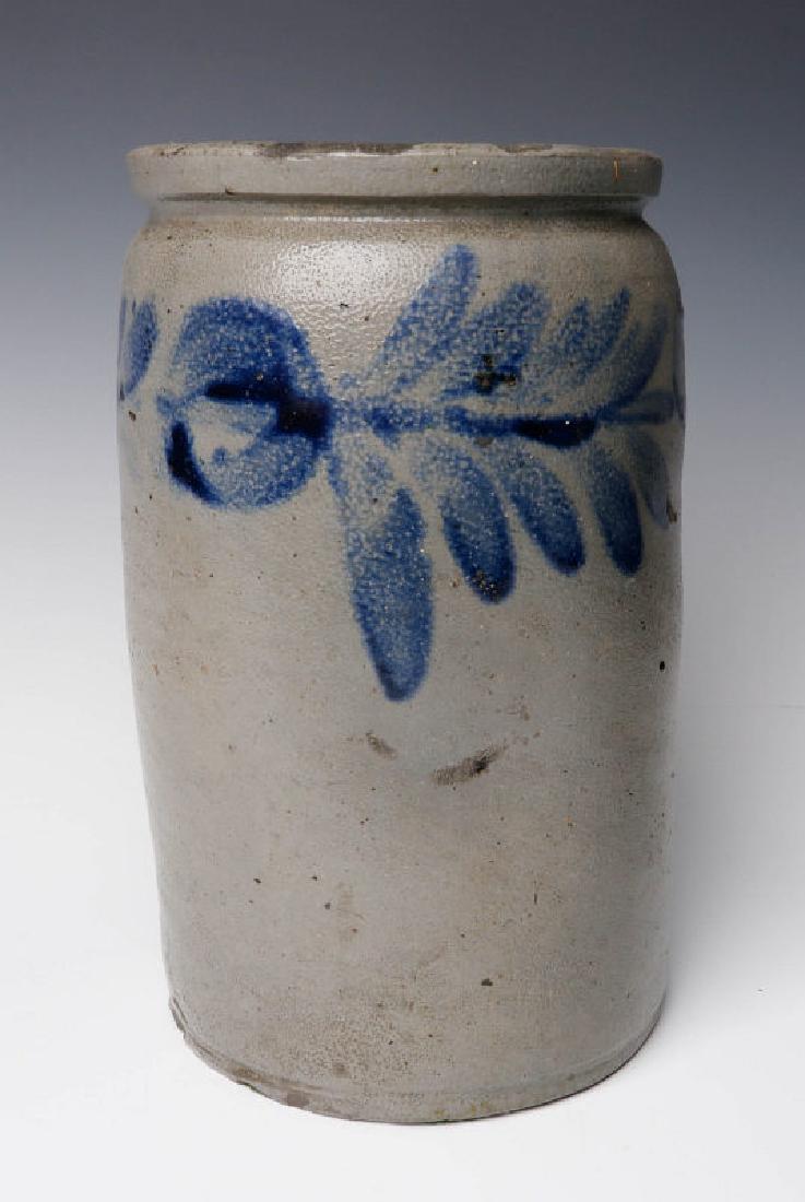 A 19TH C. BLUE DECORATED STONEWARE CANNING JAR (1 of 6)