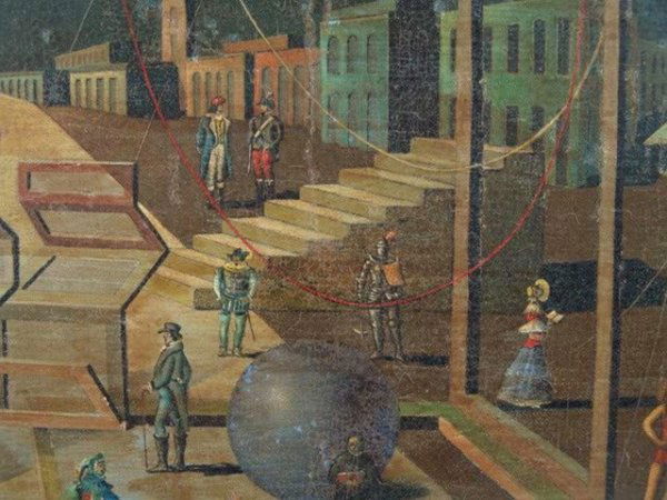 1948 GEORGES SPIRO (1909-1994) SURREAL COMPOSITION: This is one of eight early works by Spiro that are being offered in this auction. This particular oil on Masonite is artist signed lower left and titled and dated '48 on the reverse. Overall measureme