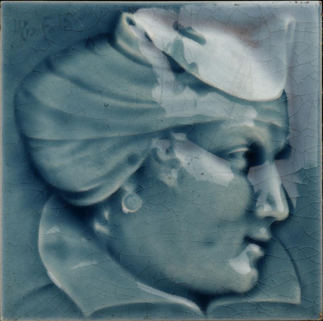 A 19TH C. HAMILTON TILE WORKS PORTRAIT TILE, MRS. FORD (1 of 4)