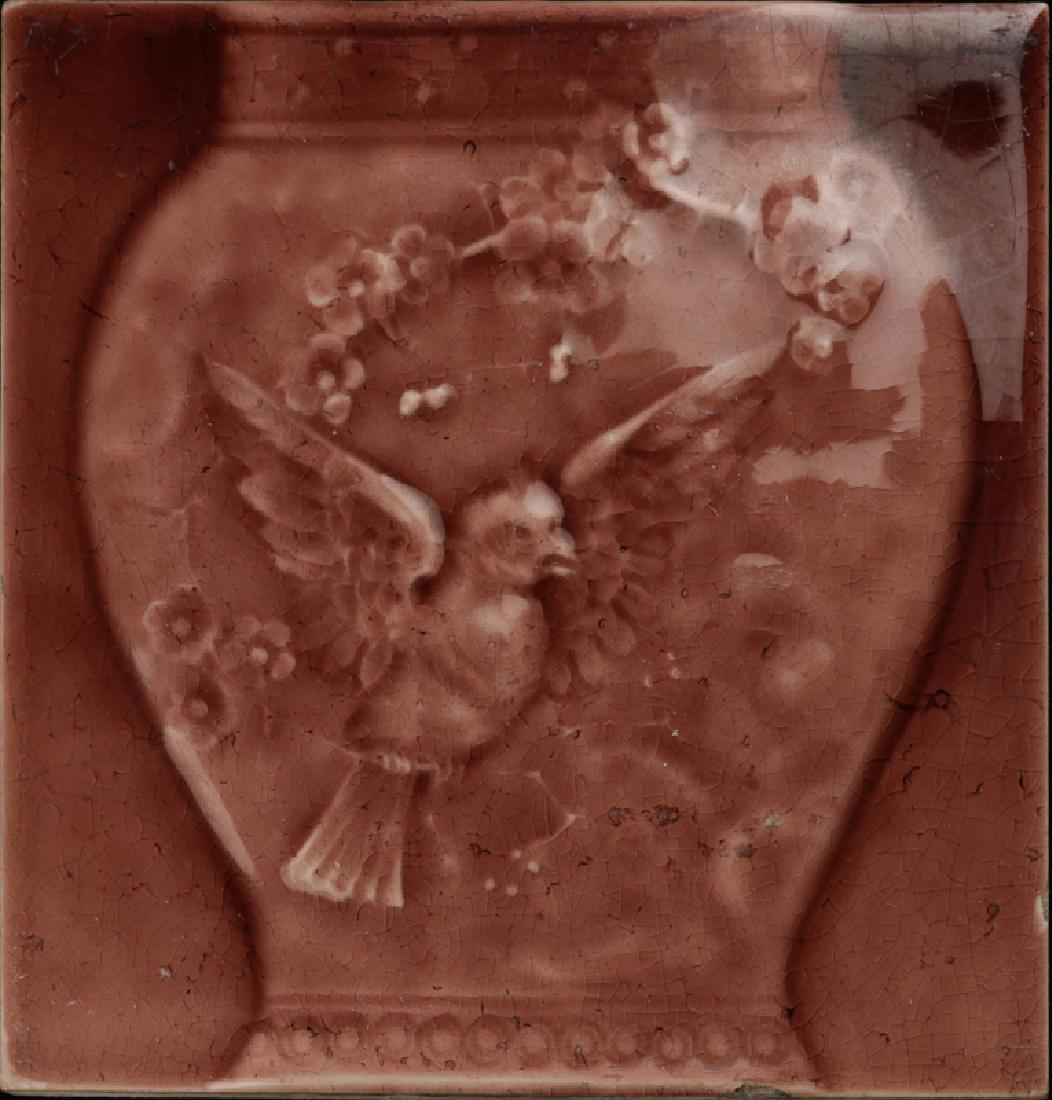 A 19TH C. GLAZED TILE, AMERICAN ENCAUSTIC TILING (1 of 6)