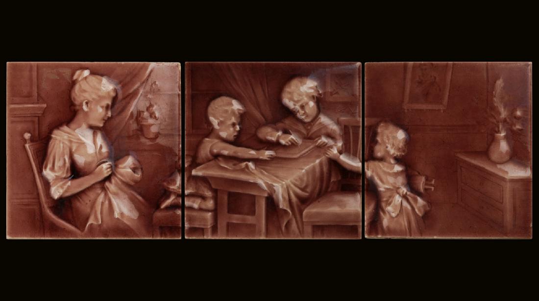 A 19TH CENTURY A.E. TILING CO. TRIPTYCH TILE SET (1 of 17)