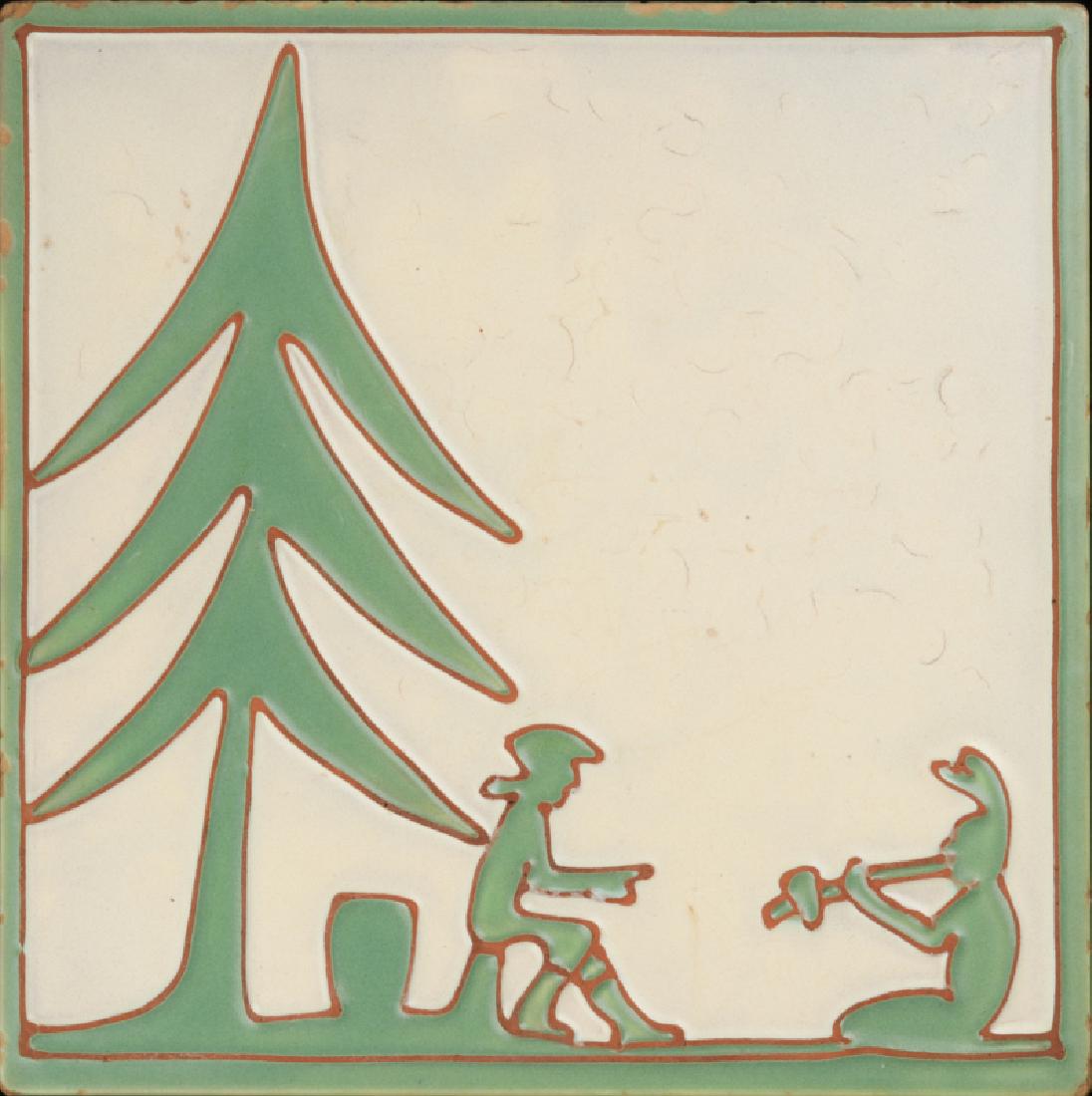 A WHEELING POTTERY CO. CARVED AND GLAZED ART TILE (1 of 4)