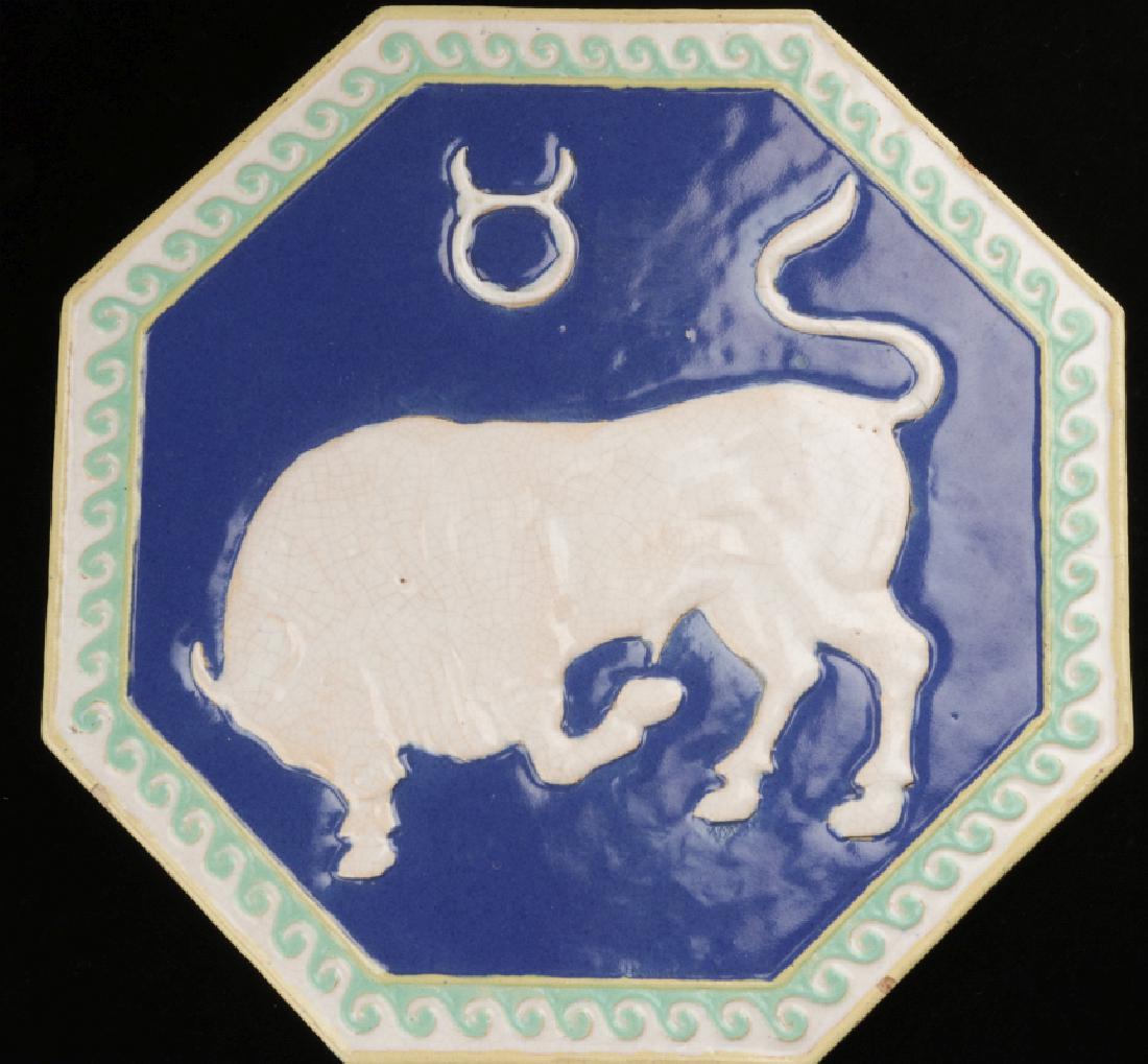 AN ART DECO TAURUS BULL ZODIAC TILE (1 of 5)