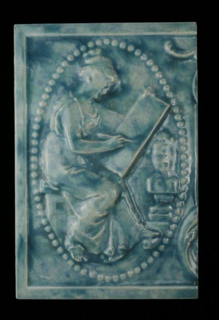 A 19TH C. VICTORIAN EMBOSSED TILE MARKED TRENT (1 of 4)