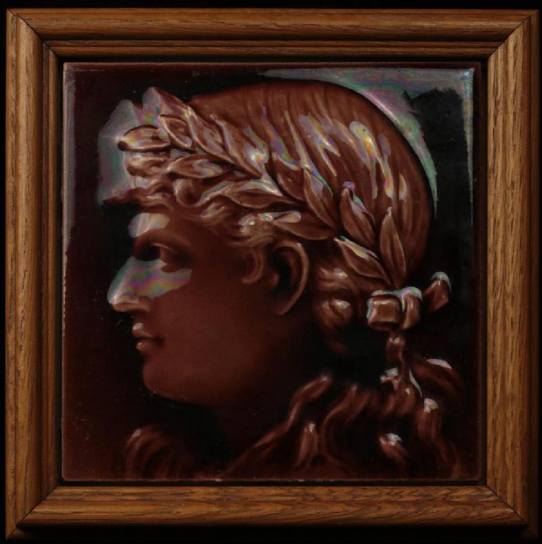 VICTORIAN ART TILE W/ EMBOSSED CLASSICAL PORTRAIT (1 of 4)