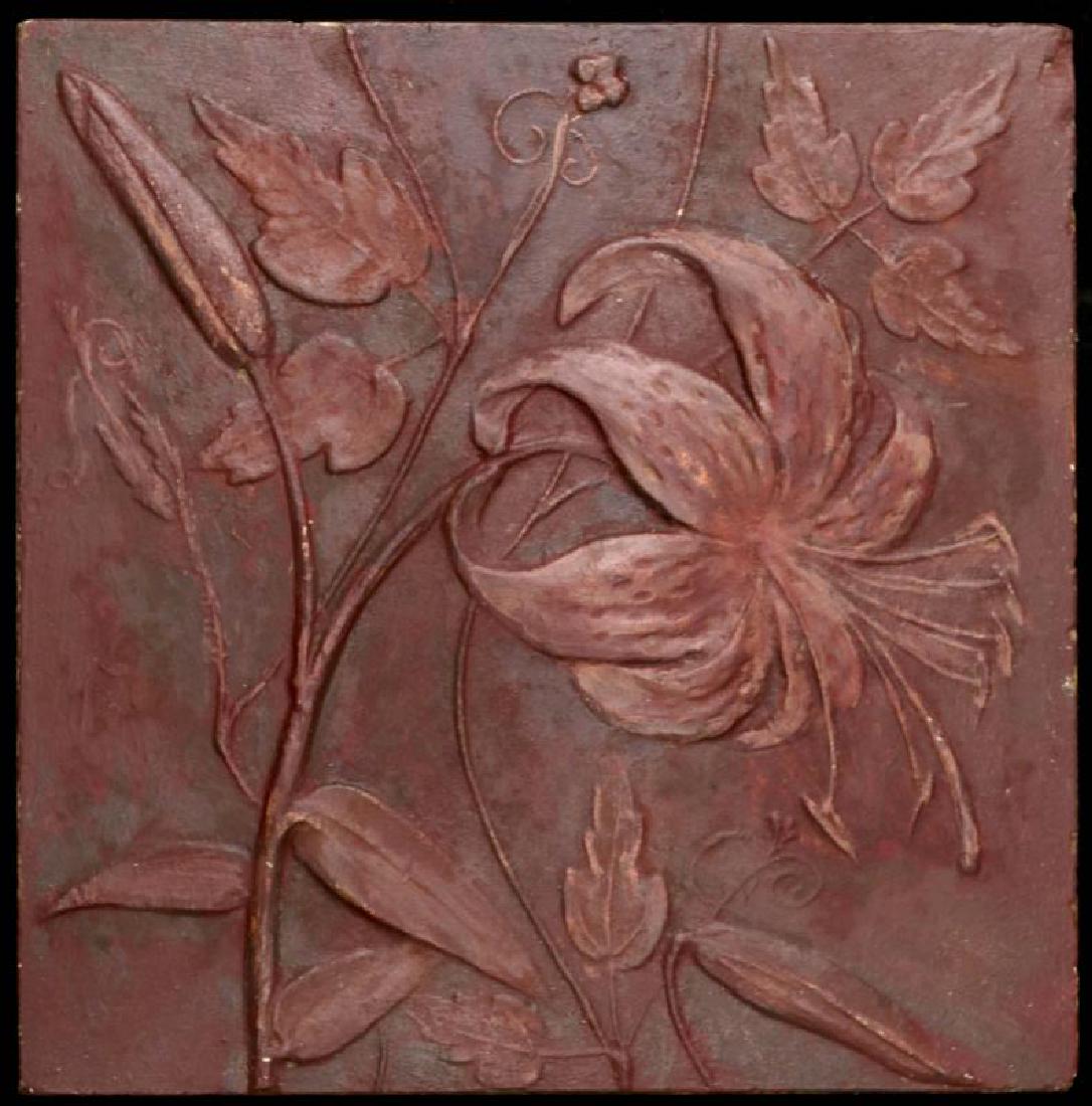AN INTERESTING ENCAUSTIC TILE WORKS ART TILE (1 of 4)