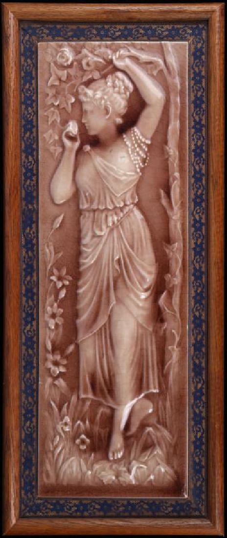 LARGE VERTICAL VICTORIAN TILE W/CLASSICAL MAIDEN (1 of 4)