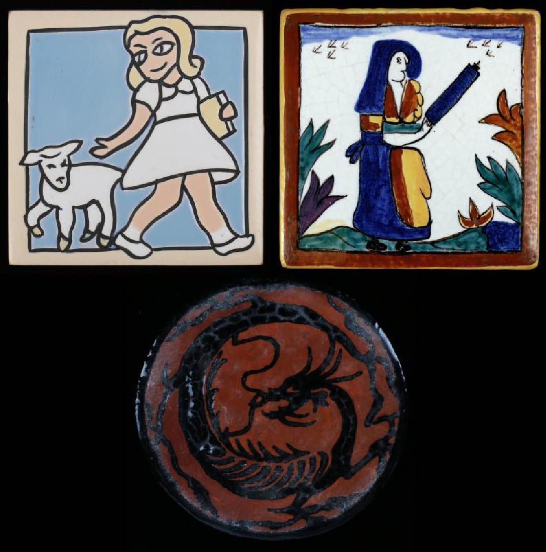 AN AMERICAN ENCAUSTIC FAIENCE TILE, TWO OTHERS (1 of 11)