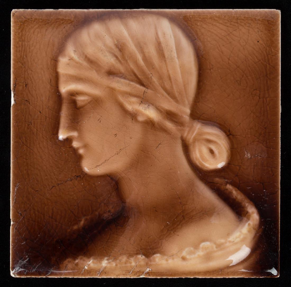 A 19TH CENTURY VICTORIAN PORTRAIT TILE (1 of 4)