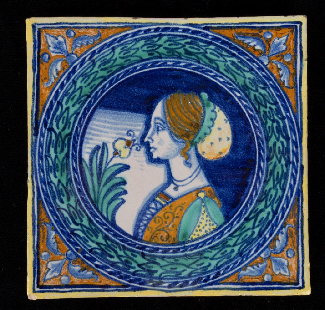 EARLY 20TH C. ITALIAN TERRA COTTA TILE SIGNED DERUTA (1 of 4)