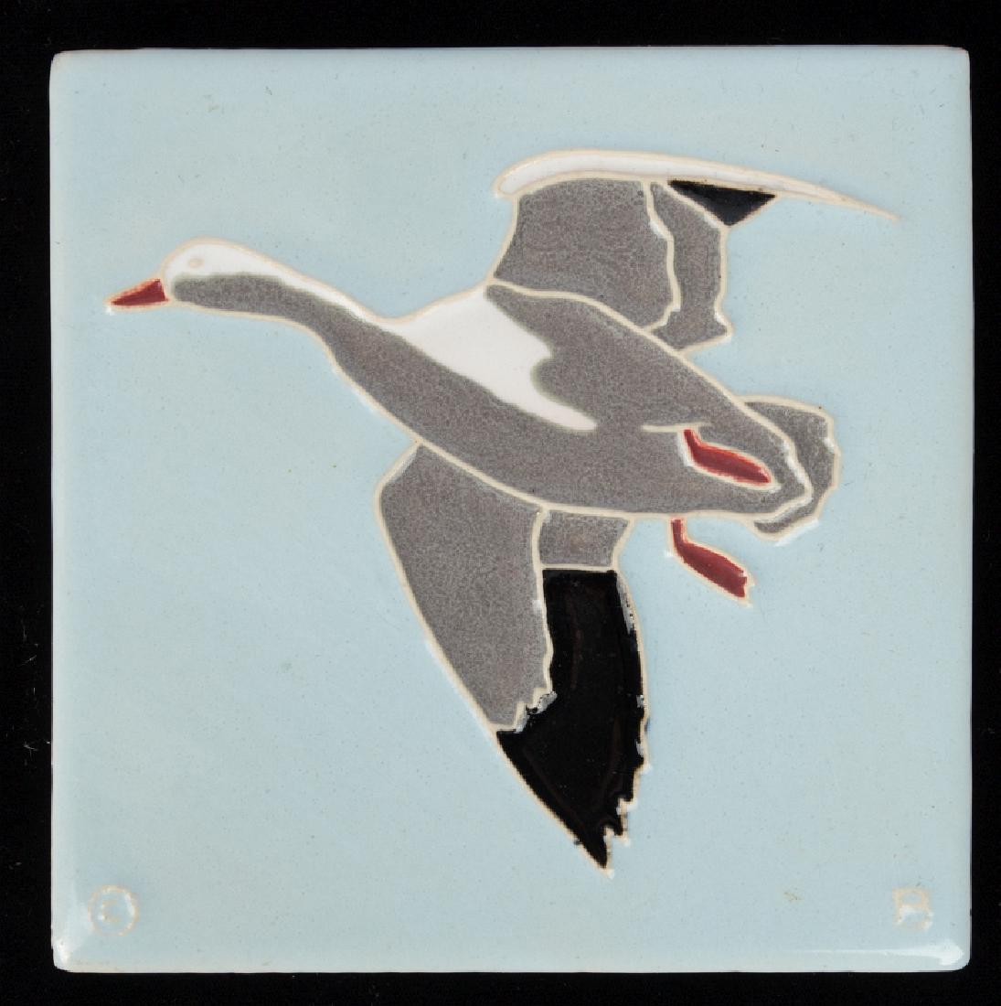 A VINTAGE MOSAIC ART TILE, GOOSE IN FLIGHT (1 of 4)