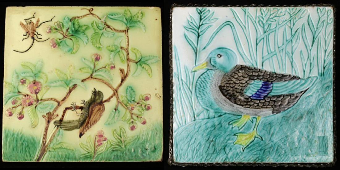 TWO AUSTRIAN MAJOLICA TILES CIRCA 1910 (1 of 9)